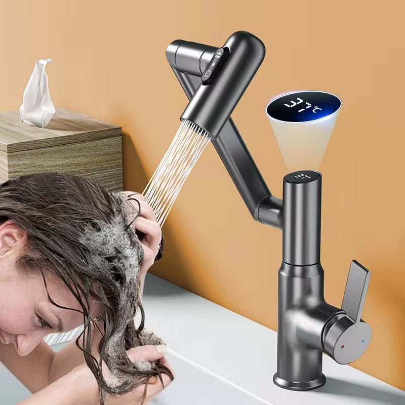 Revolutionary 360° Rotating LED Basin Faucet - Multi-Function Hot & Cold Water Mixer for Ultimate Bathroom Experience