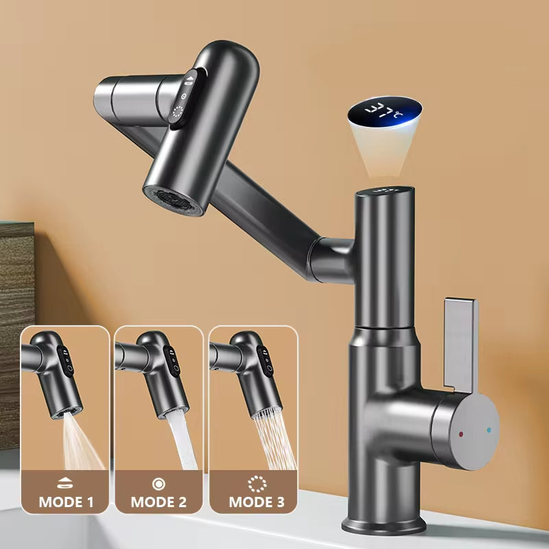 Revolutionary 360° Rotating LED Basin Faucet - Multi-Function Hot & Cold Water Mixer for Ultimate Bathroom Experience